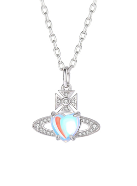 Vivanne Werkend轻奢心形土星项链女士镶钻锁骨链精致西太后颈链