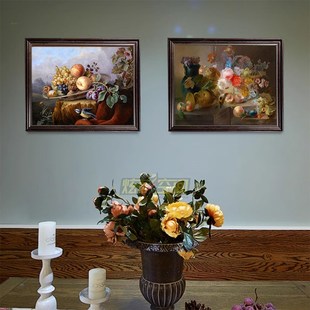 美式玄关复古花卉静物油画装饰画 客厅走廊过道壁画欧式餐厅挂画2