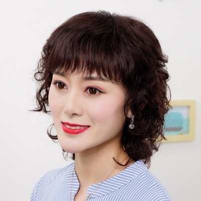 假发中老年女妈妈款真发全真人发化疗后女士全头套光头时尚烫卷发
