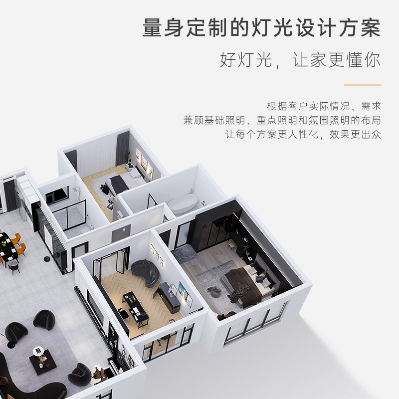 全屋无主灯照明点位设计别墅家居室内灯光布局定位咨询配灯服务