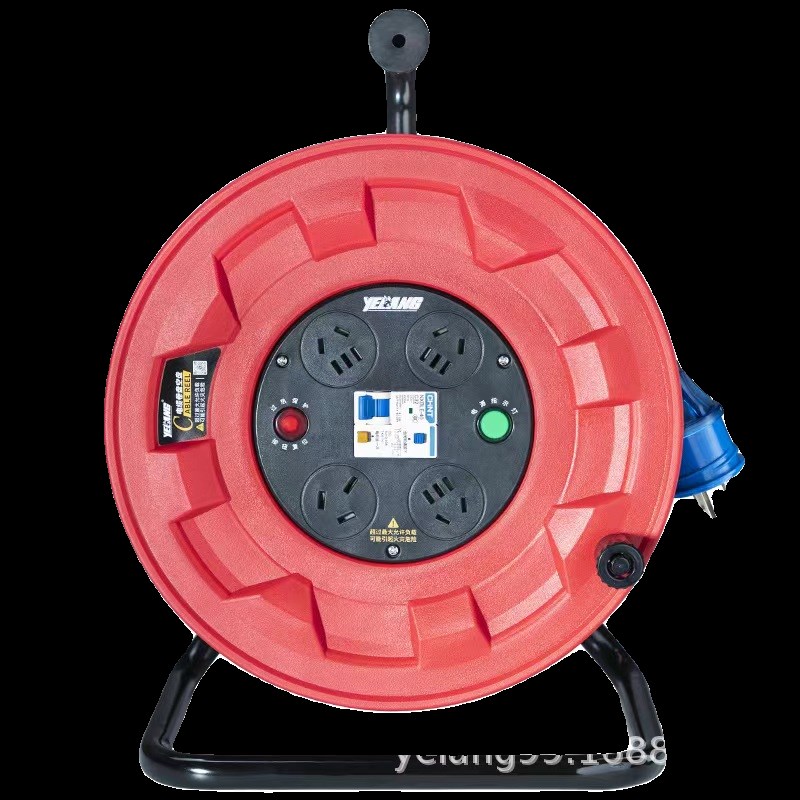 野狼YL3102线滚电缆盘插座220V 10A16A电源盘漏保线盘卷线盘50米