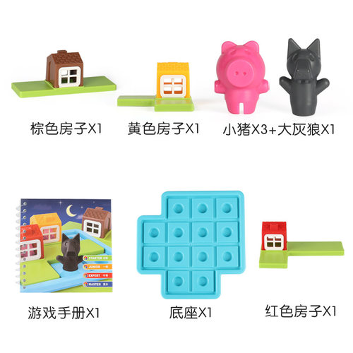 大灰狼与三只小猪儿童逻辑思维训练益智亲子互动桌游闯关新款
