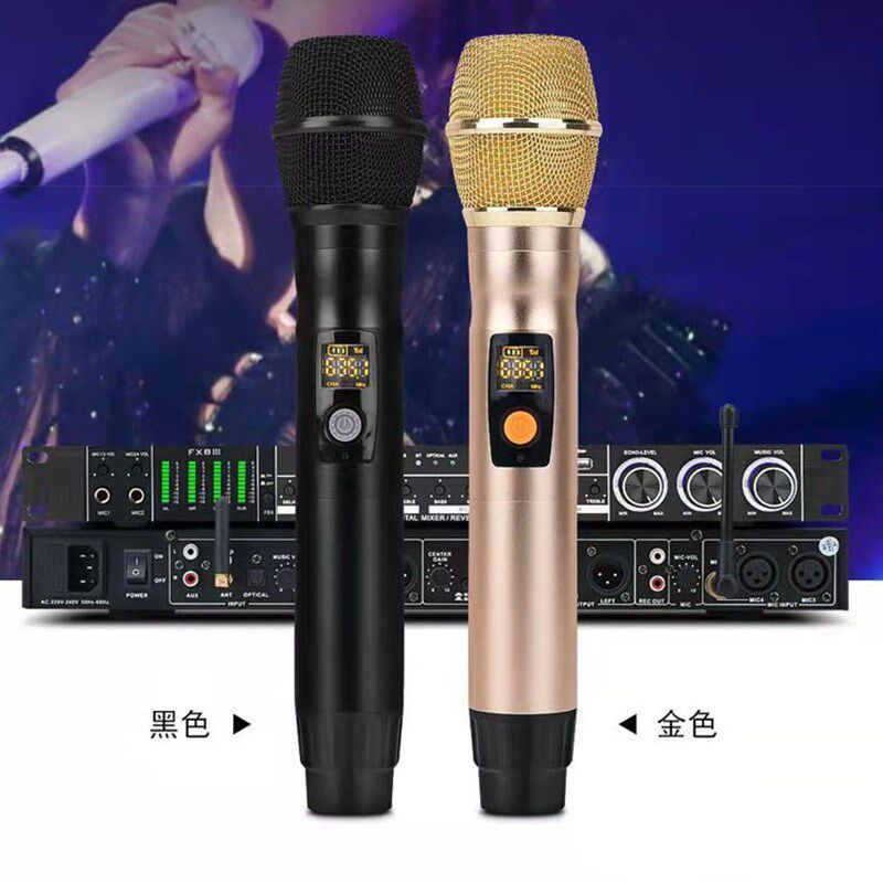F一拖二充电手持话筒前级效果器一体机家用T防啸叫混响器