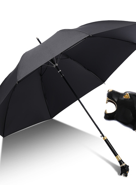 时尚自动潮流雨伞长男复古动物头女日系黑色直遮阳伞