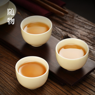 陶瓷品茗b杯主人杯羊脂玉陶瓷茶杯家用大号单杯功夫个人杯茶碗茶