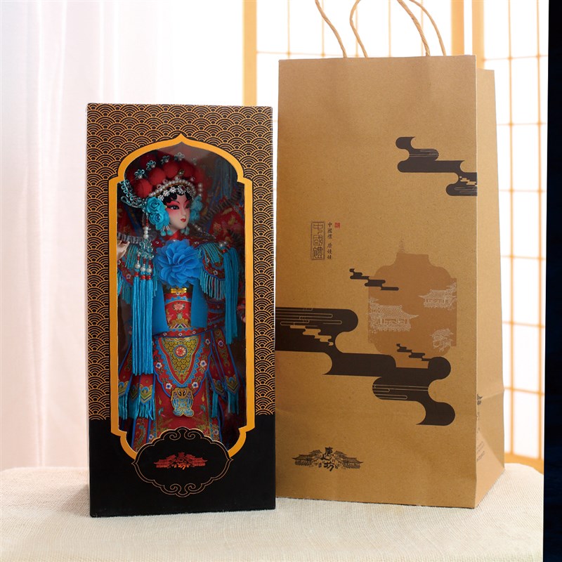 新中式京剧绢人穆桂英摆件手办中国特色礼物送外国人玄关书柜装饰