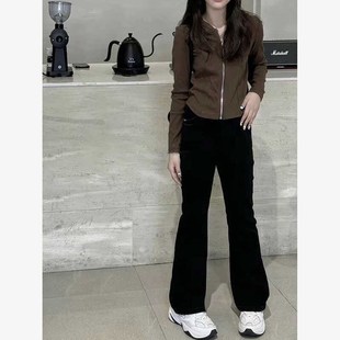 美妞之城女童黑色微喇牛仔裤中大童裤子 亲子装 大长腿弹力裤码足