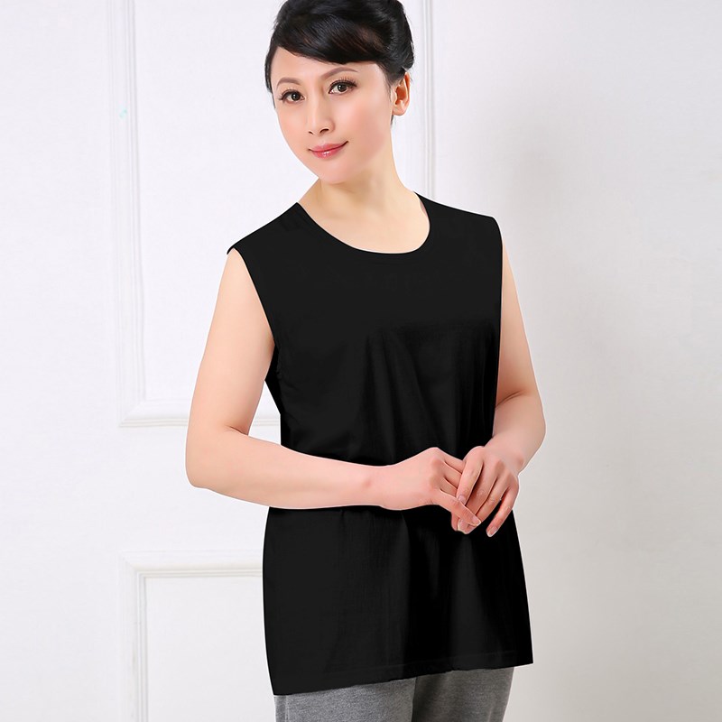 夏季中老年人全棉宽肩宽松妈妈奶奶纯棉背心女加肥加大码汗衫睡衣