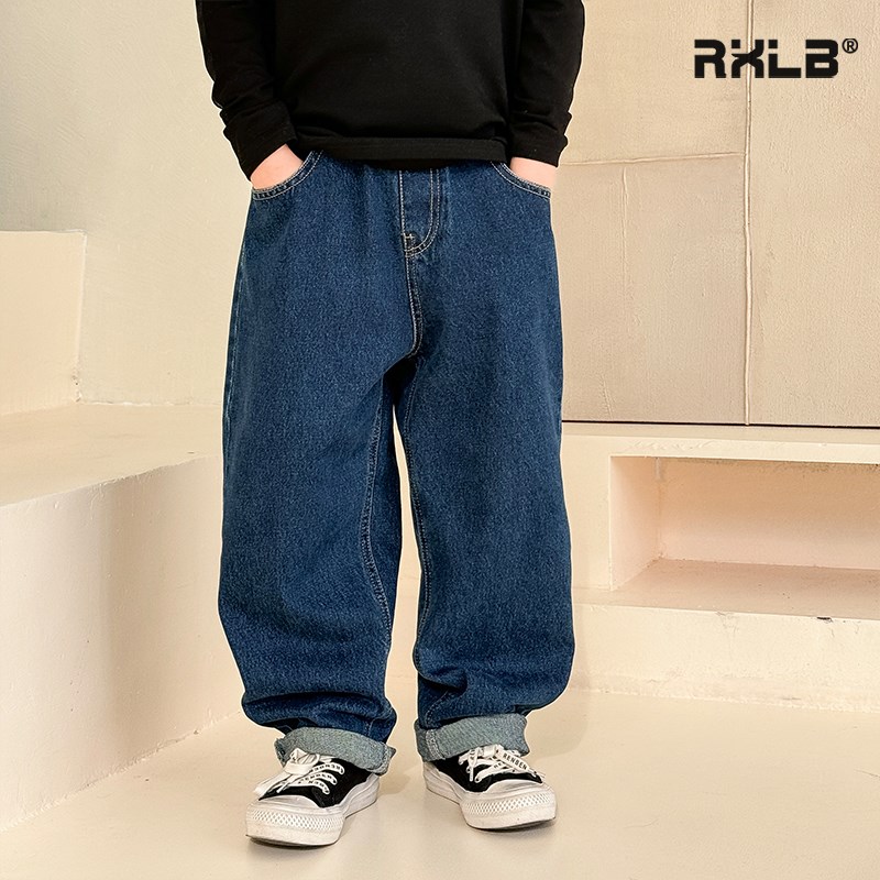儿童牛仔裤简约百搭长裤男童春秋款休闲裤中大童装新款裤子休闲裤