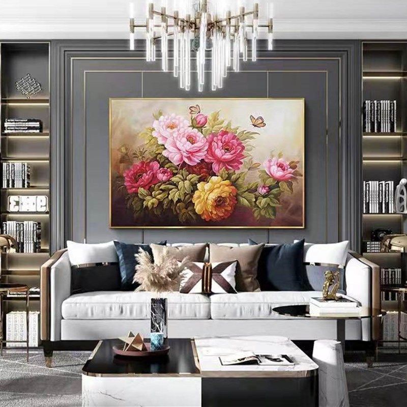 花开富贵油画牡丹十字绣2023新款线绣客厅欧式餐厅满绣自己绣手工