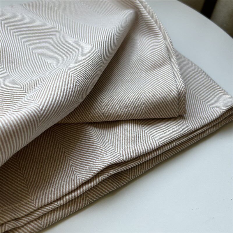 出口剩余面料制作的纯棉大人字纹单人小床单沙发盖布盖毯小毯子