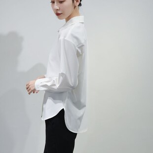 高级感抗皱免烫叠穿白色衬衫女士打底长款职业百搭弹力棉衬衣