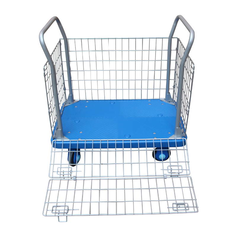 森凡Sevan静音平板车带护栏网架手推车储物篮仓储搬运平板推车