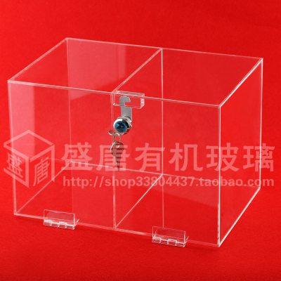 透明展示架 亚克力有机玻璃板材加工 定制亚克力盒子两层带锁展柜