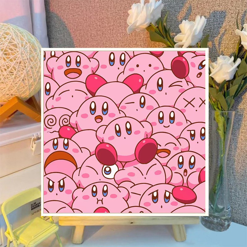 星之卡比数字油画手工填充涂色爱手绘丙烯油彩装饰挂画