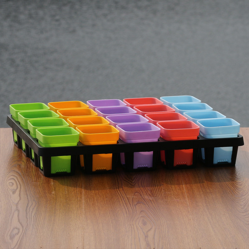 加厚塑料多肉生石花小黑方育苗盆托盘八角盆花盆底架万象盆托架