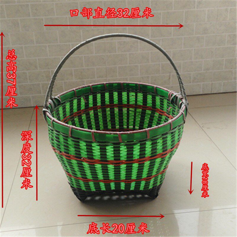手工竹编鱼篓竹编捕鱼篓竹制品 打包带编织提篮 塑料鱼篓 鳝鱼篓