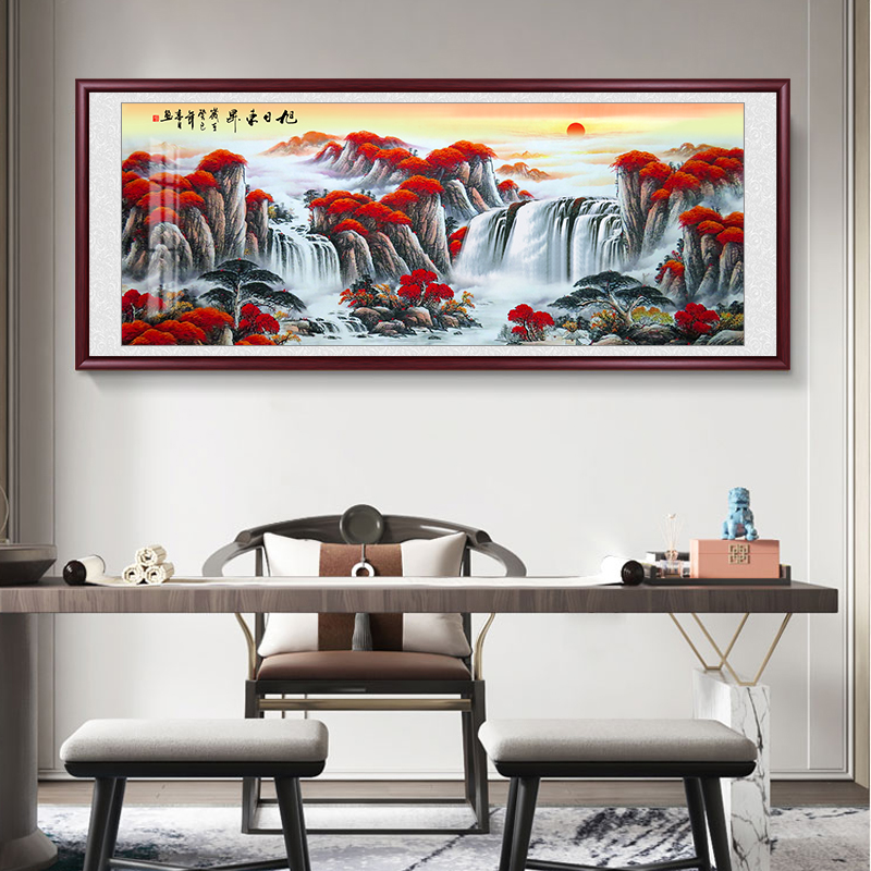 中堂客厅挂画国画山水画办公室装饰画中式沙发背景墙招财壁画靠山图片