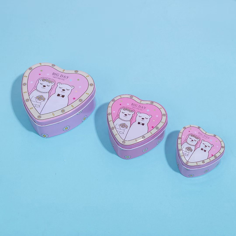 粉色卡通爱心形糖盒结婚礼喜糖盒子清新糖果盒包装免折叠礼盒铁盒