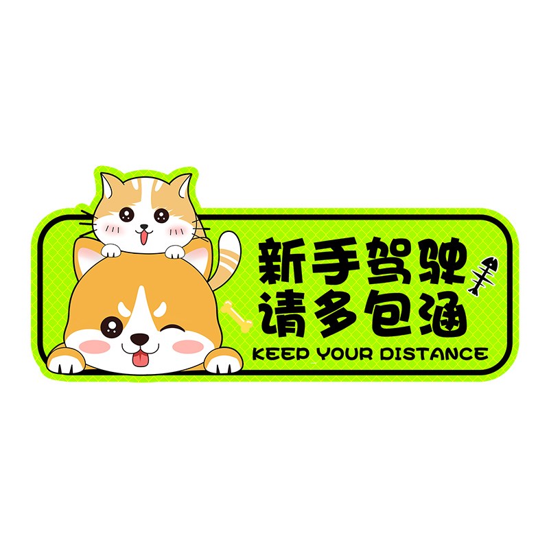 实习车贴新手上路女司机汽车贴纸磁吸贴反光标志创意搞笑磁性装饰