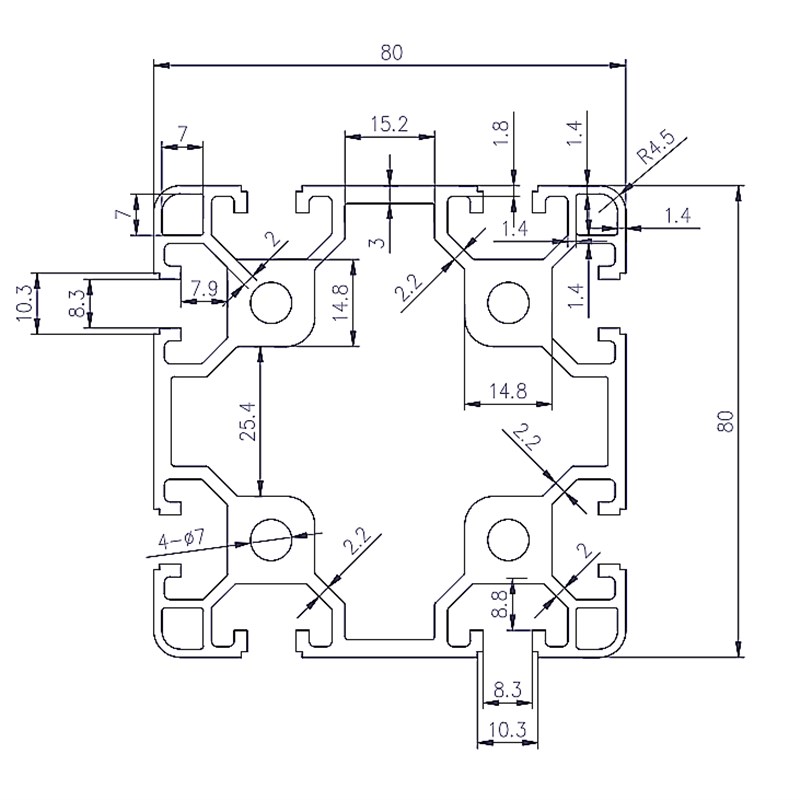 工业铝型材欧标.mm厚度铝合金型材工业重型铝材