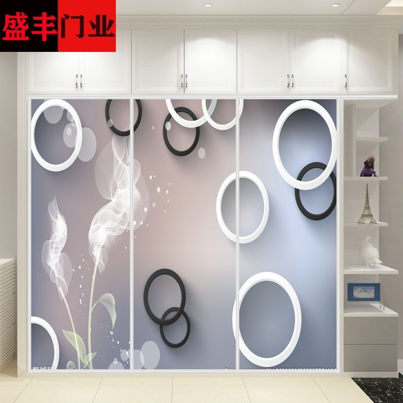 定制钢化防爆玻璃移门衣橱推拉门强化壁柜门滑动门衣帽间趟门