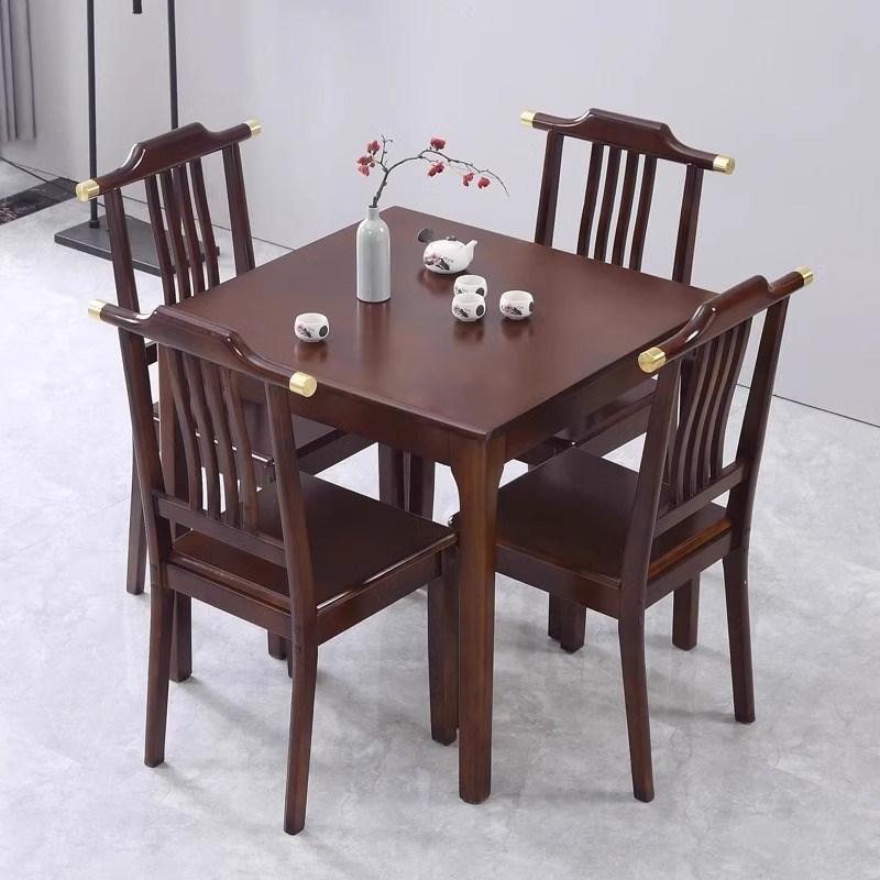 全实木餐桌小户型正方形家用现代中式小方桌休闲棋牌桌茶桌吃饭桌