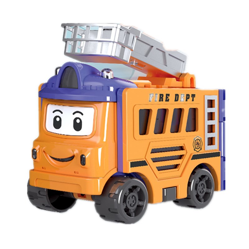 儿童变形反转车玩具车益智百变工程车卡通校巴卡通宝宝男孩3-6岁