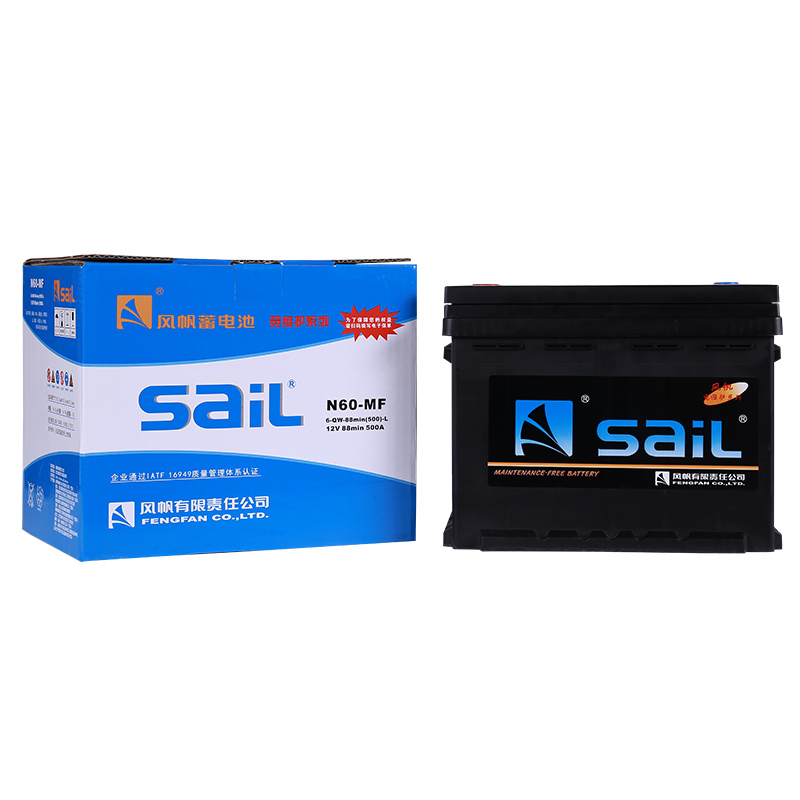 风帆蓄电池N/12V60AH斯柯达标志307荣威RX5科鲁兹朗逸电瓶纯新