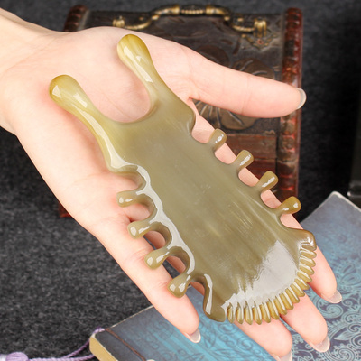 白牛角眼部鼻子解乏按摩器面部提拉经络刮脸梳美鼻耳朵淡化黑眼圈