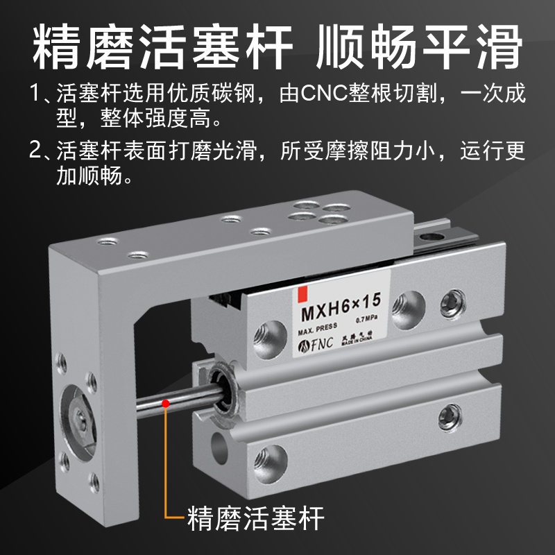 高精密度直线导轨七字型滑台气缸MXH亚德客型HLH6/10/16-10/20/30