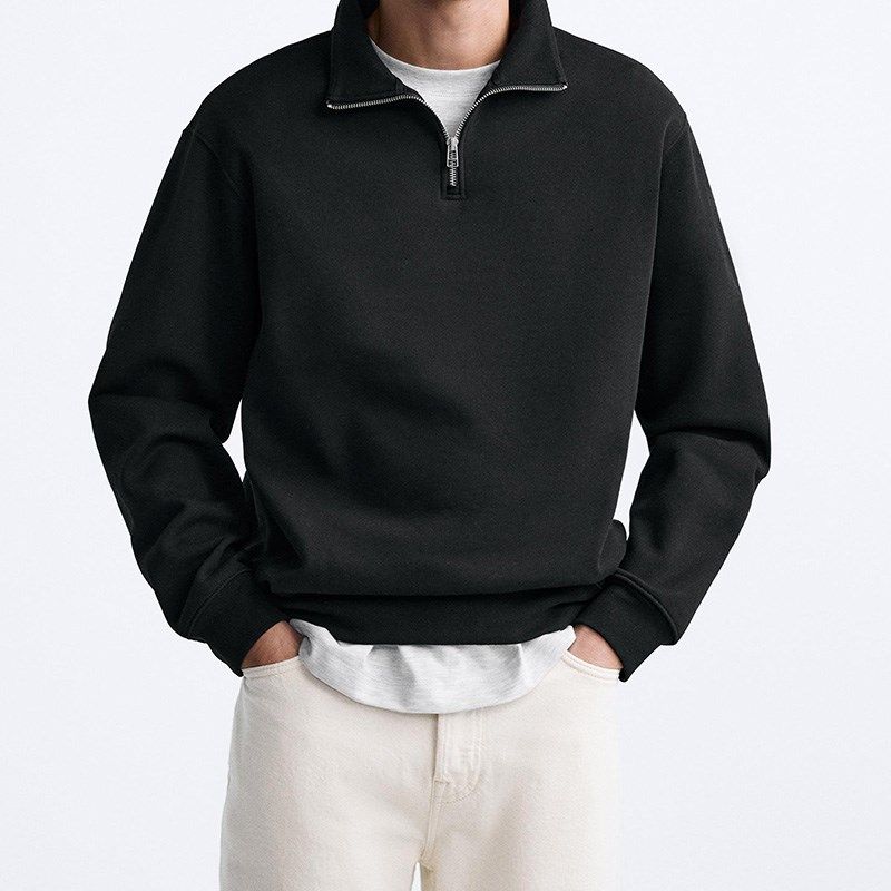 ZA2024秋冬季男装高领套头百搭上衣 拉链领口长袖卫衣6462333 251