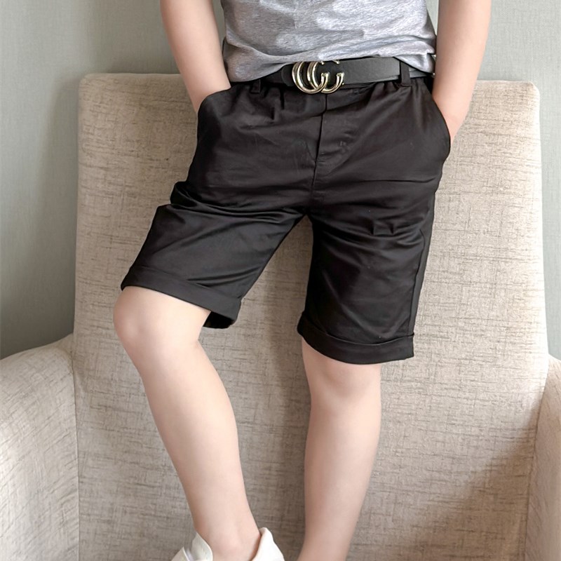 儿童短裤夏季男童白色中裤黑色五分裤中大童休闲西裤子百搭童装