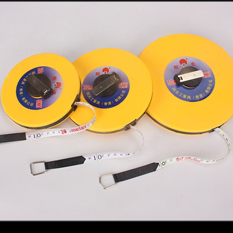 圆盘皮尺20米30米50米100米皮卷尺防水便携式纤维塑料软尺工程尺