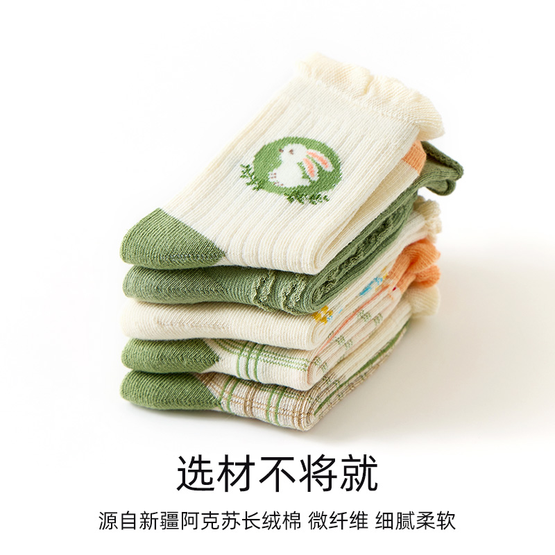 女童袜子春秋款洋气纯棉儿童中筒袜秋冬季宝宝森系公主可爱花边袜