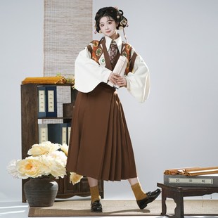 楚汉灵韵汉元素唐背子毛衣马面裙琵琶袖春秋日常汉服