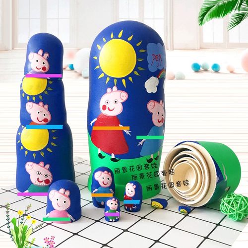 10层俄罗斯套娃儿童益智叠叠乐益智玩具实木手绘