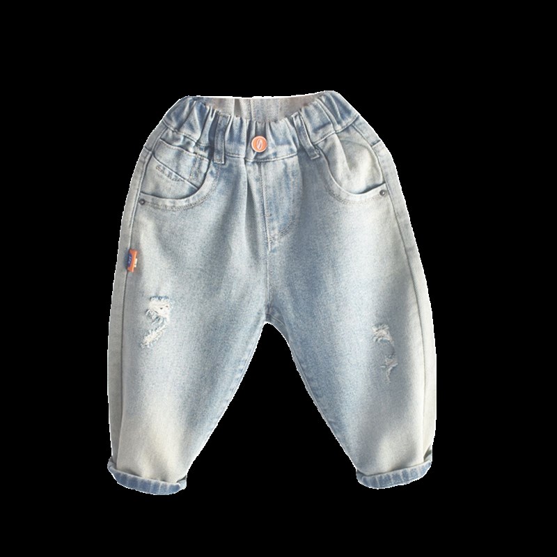 儿童裤子男童春季牛仔裤2024新款破洞中小童休闲百搭长裤个性潮款