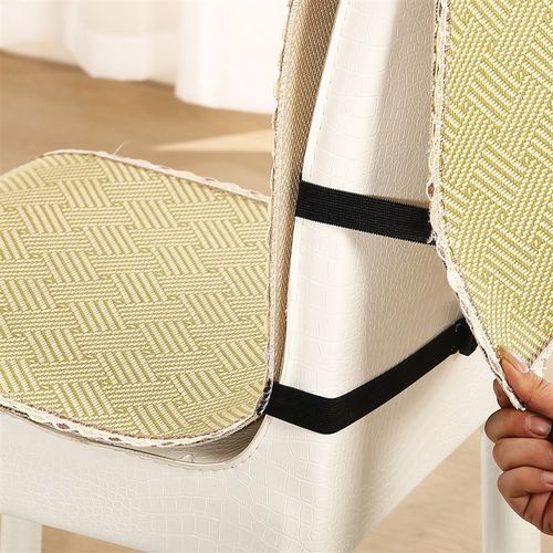 藤席连体坐垫夏季餐桌一体靠背椅垫防滑办公椅子凉席竹席靠背垫