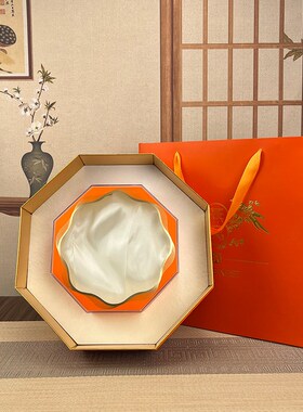 新款橙色八角燕窝礼盒燕盏包装盒子溯源码燕窝礼盒空盒档