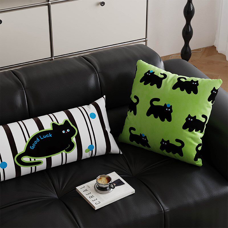 猫猫卡通高级感复古抱枕客厅沙发长条靠枕床头靠垫夹腿睡觉腰枕