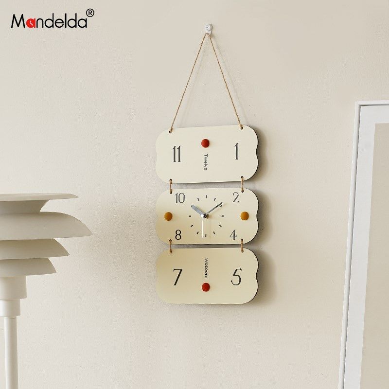 Mndeld免打孔挂钟客厅家用钟表装饰墙时钟卧室门把手小挂件