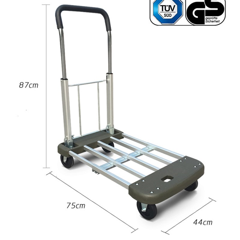 折叠便携平板车四轮搬运手推车铝合金拉货车载重王家用行李车拖车