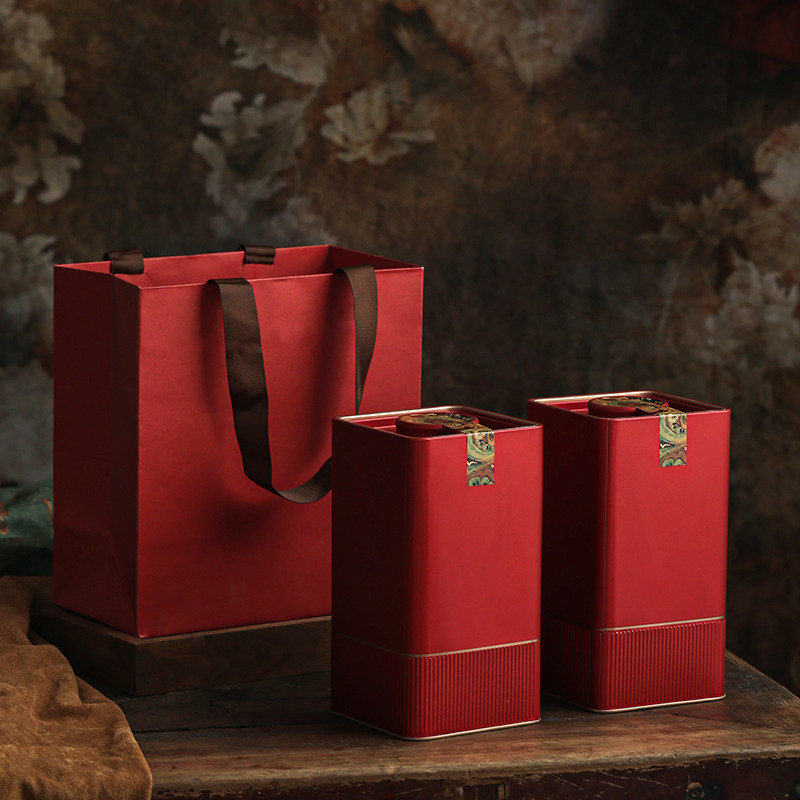 高档散茶茶叶罐铁罐岩茶古树滇红普洱绿茶散茶包装盒空礼品盒茶叶