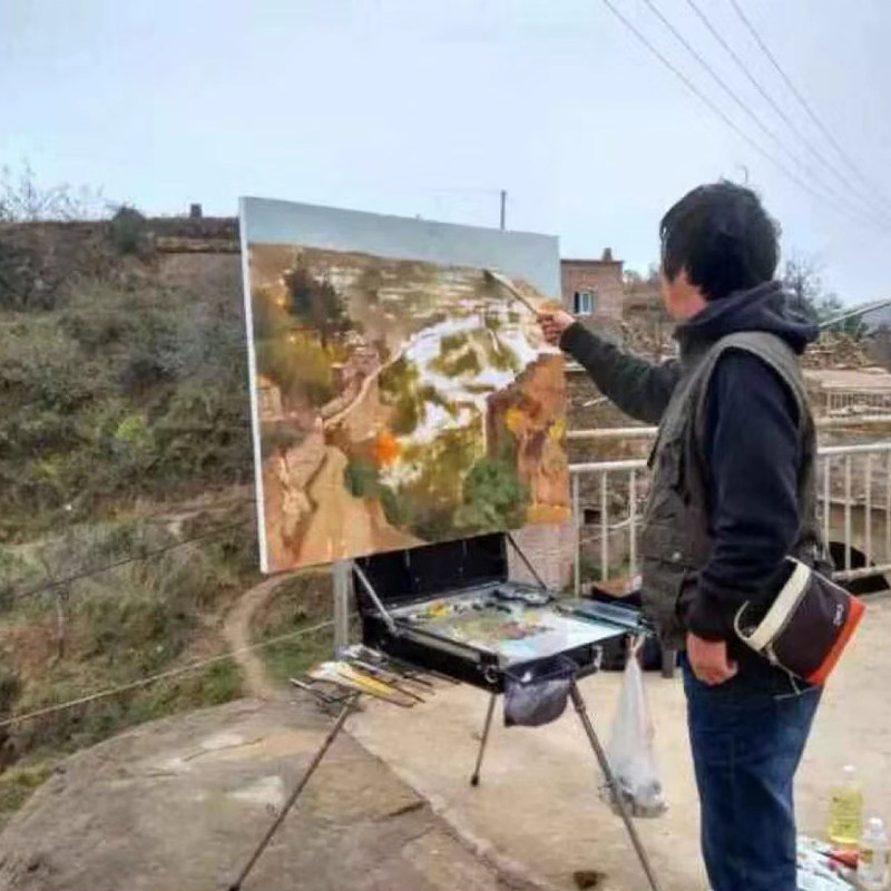 油画箱复古铝合金支架式折叠写生水彩便携多功能美术工具