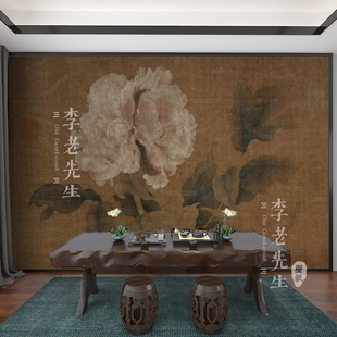 鸟壁纸复古国风墙纸牡丹芙蓉卧室客厅定制壁画摄影拍照墙布