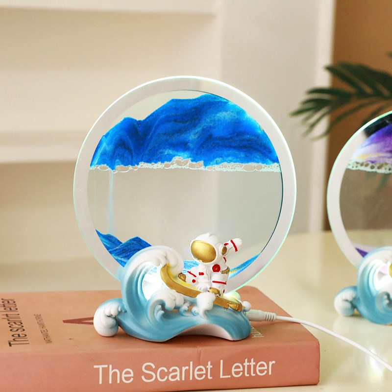 一帆风顺流沙画小夜灯家居办公室解压礼品动态沙漏氛围灯实用