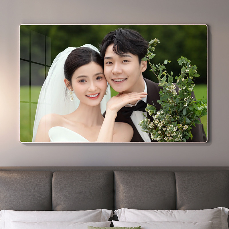 婚纱照相框挂墙洗照片做成像框定制高级感水晶相片打印加画框装裱