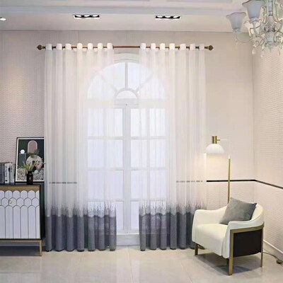 新款透光透人现代窗帘纱成品半遮光客厅卧室书房落地窗百搭
