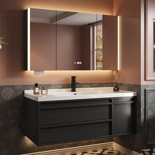 小兔佳黑色法式复古浴室柜洗漱台洗手池洗脸盆柜